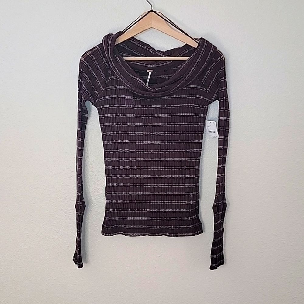 NWT FREE PEOPLE Snowbunny Rib Top in Grapevine L Large - Picture 3 of 12